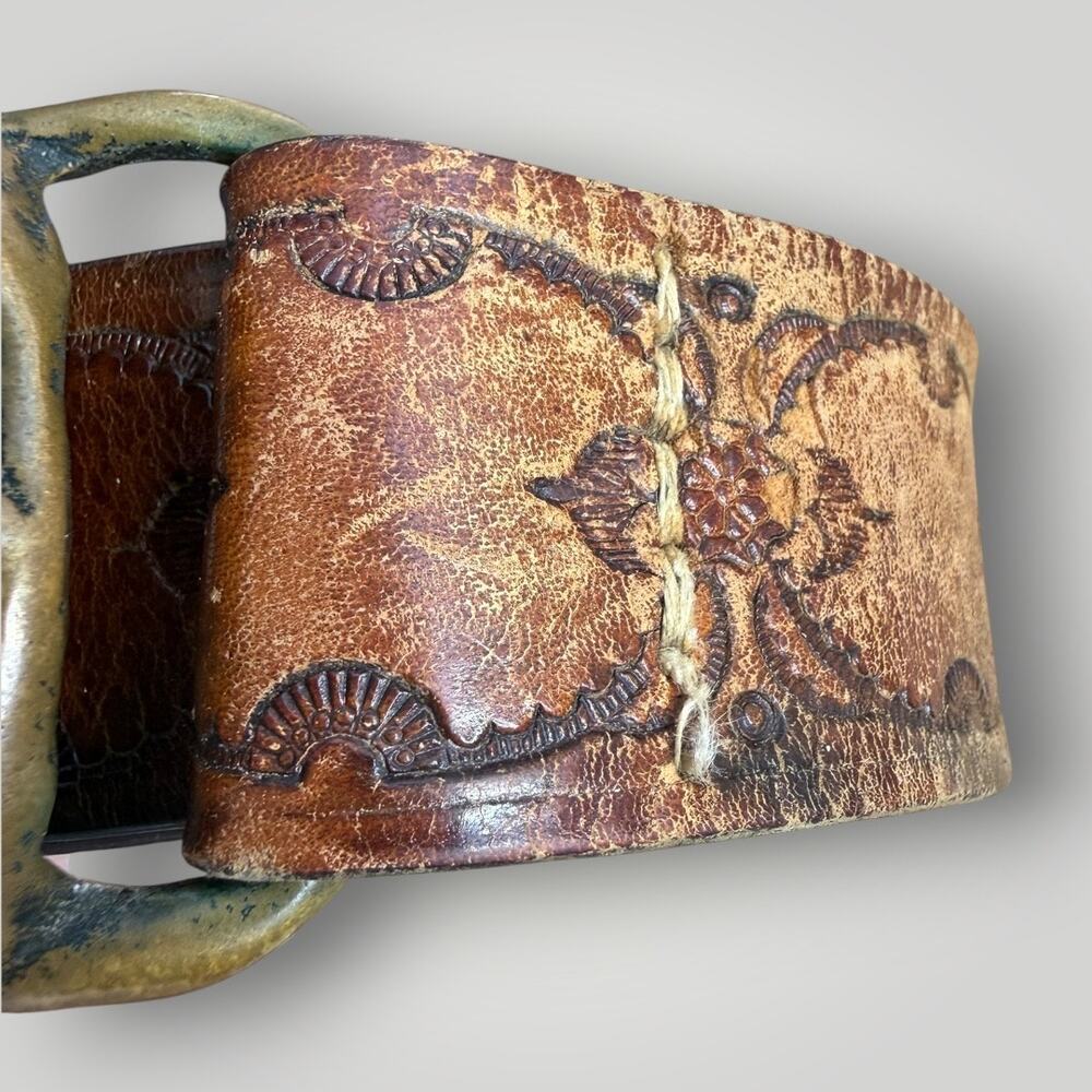 Tech Ether Guild "Colorado Sunrise" Brass J. Mcleod 1970s Hippie Buckle Belt - Picture 7 of 13